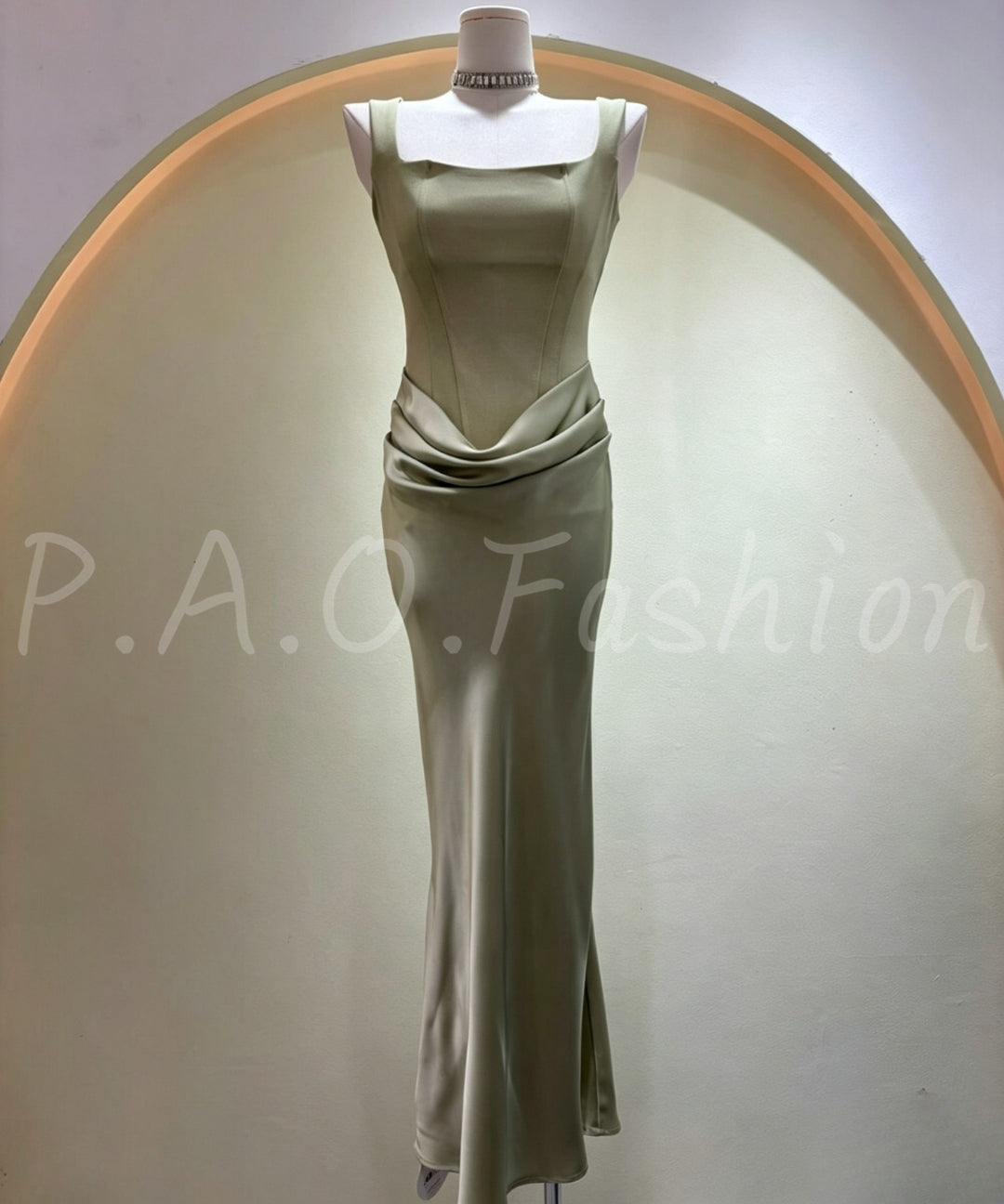 Satin Square Neck Mermaid Gown[Available Now]