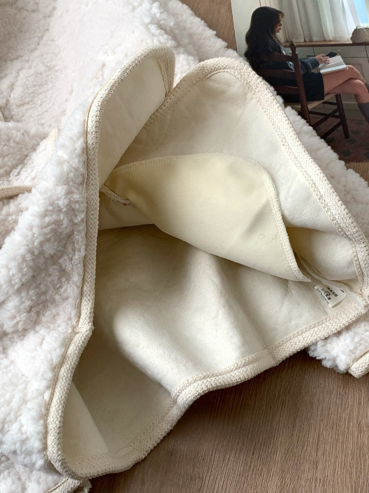 Quilted Embossed Teddy Hooded Coat