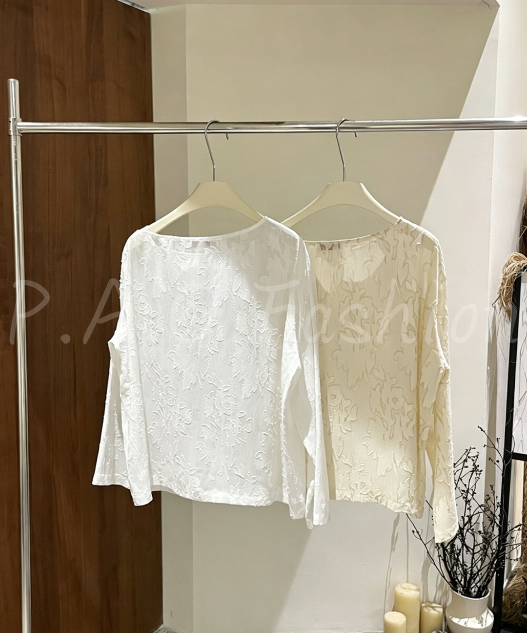 French One-Shoulder Jacquard Long Sleeve Top[Available Now]