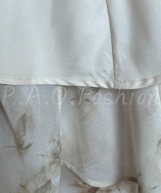 Lace Trim Floral V-Neck Slip Maxi Dress