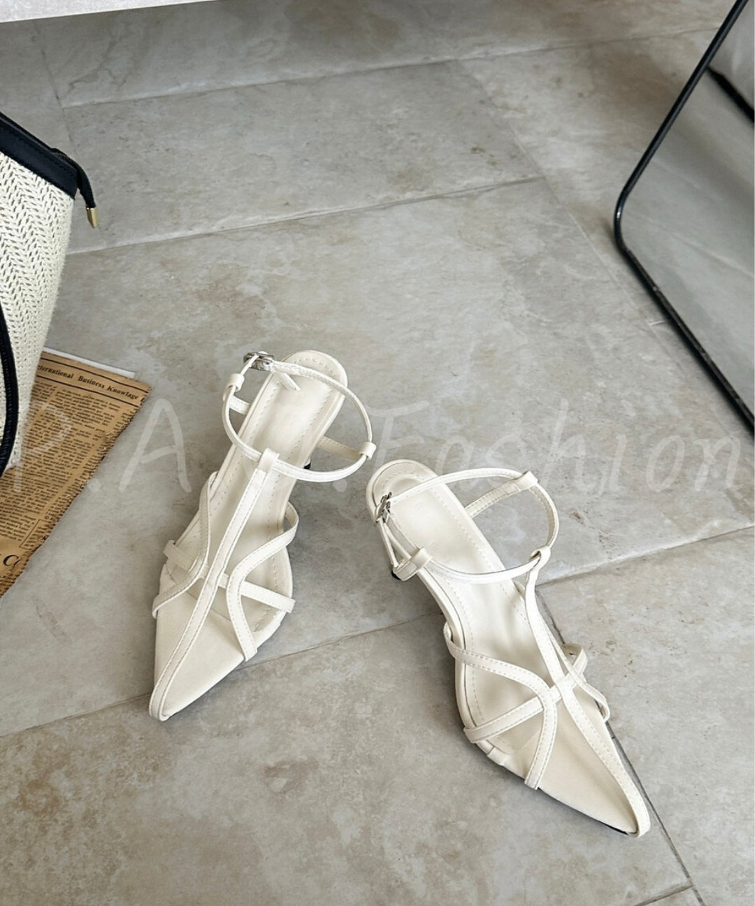 Pointed-Toe Strappy Stiletto Sandals