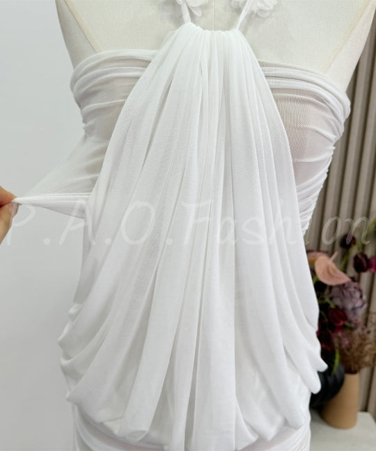 Halter Floral Tulle Bodycon Dress[Available Now]