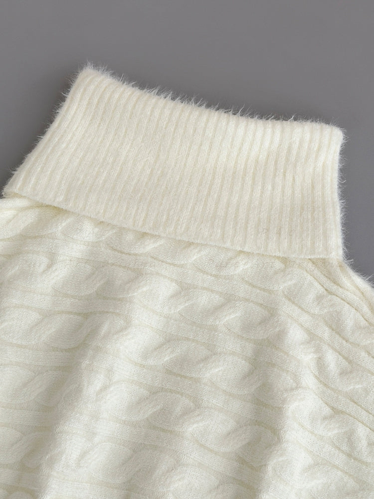 Off-Shoulder Slouchy Cable Knit Sweater