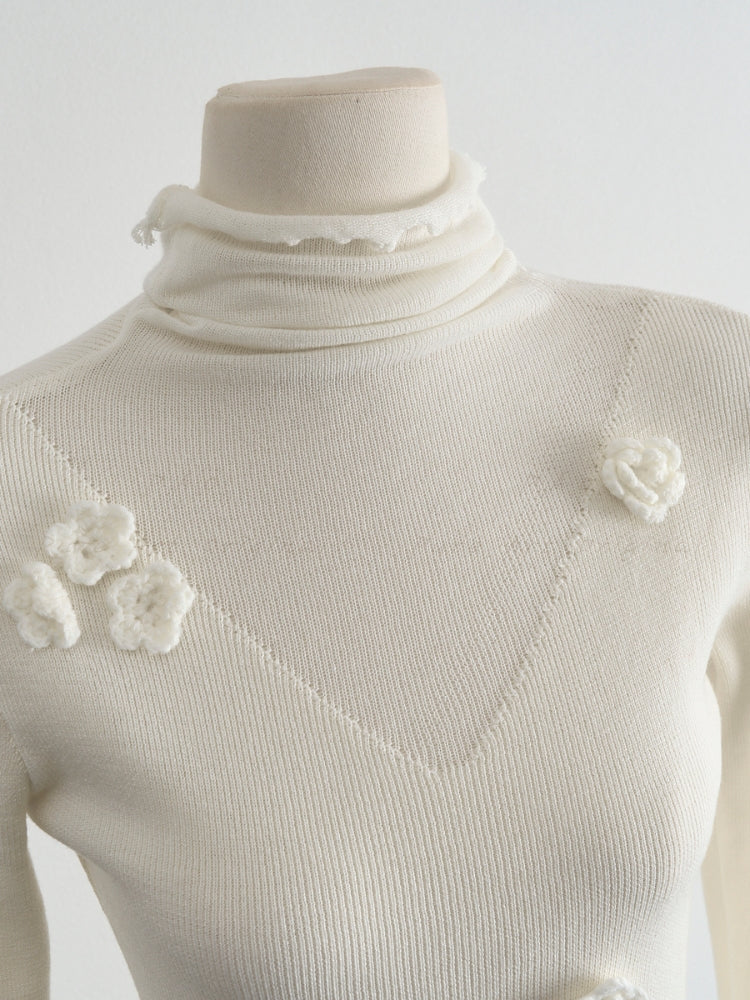 Floral Knit Fitted Midi Dress