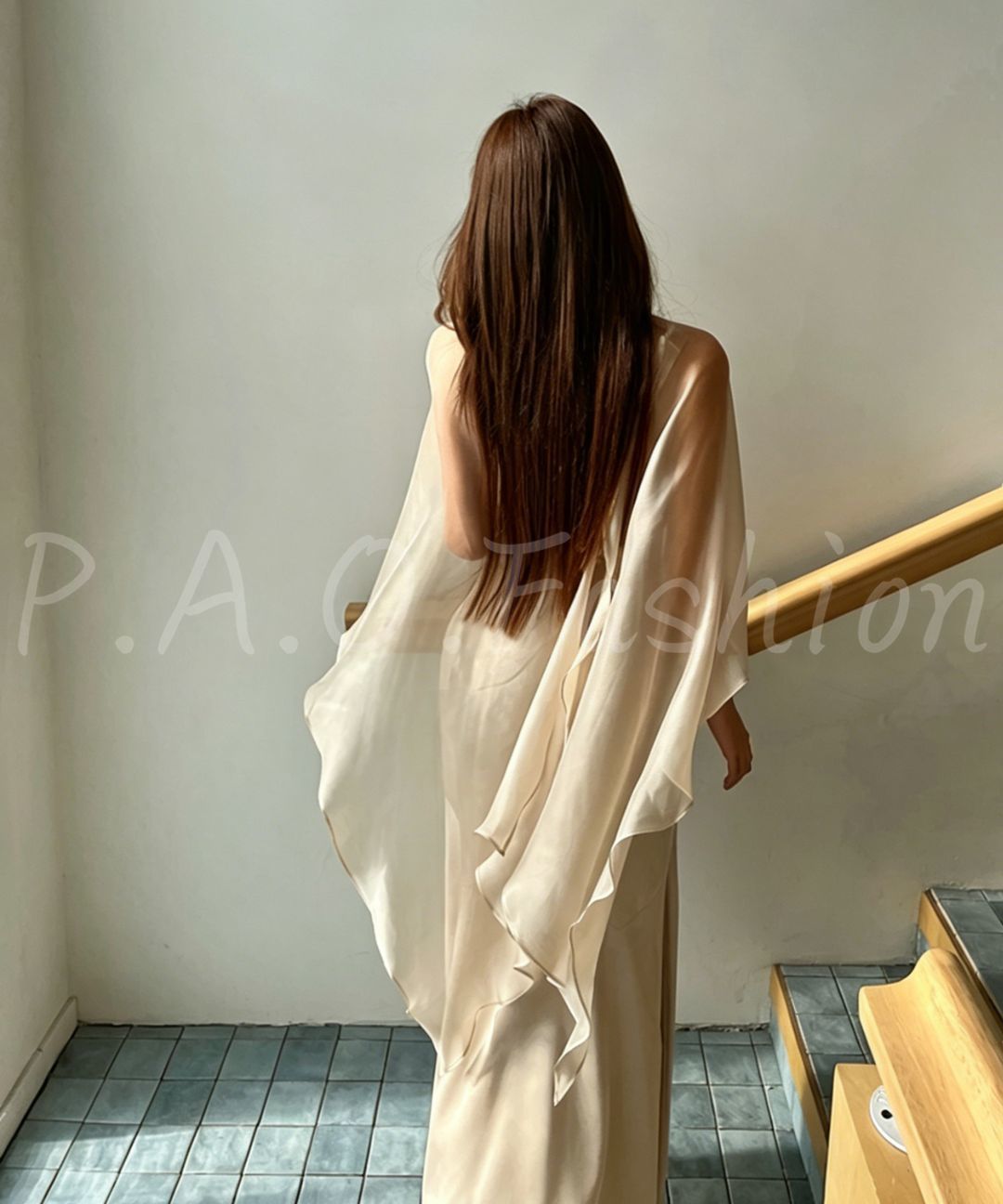 Sheer Shawl & Satin Fishtail Dress Set