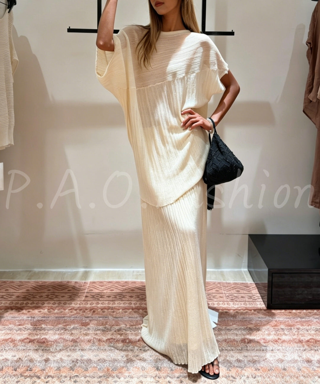 Sheer Tencel Off-Shoulder Knit Top