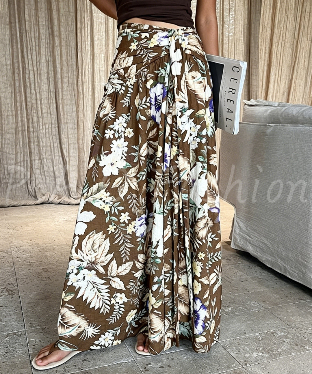 Vintage Floral High-Waisted Maxi Skirt[Available Now]