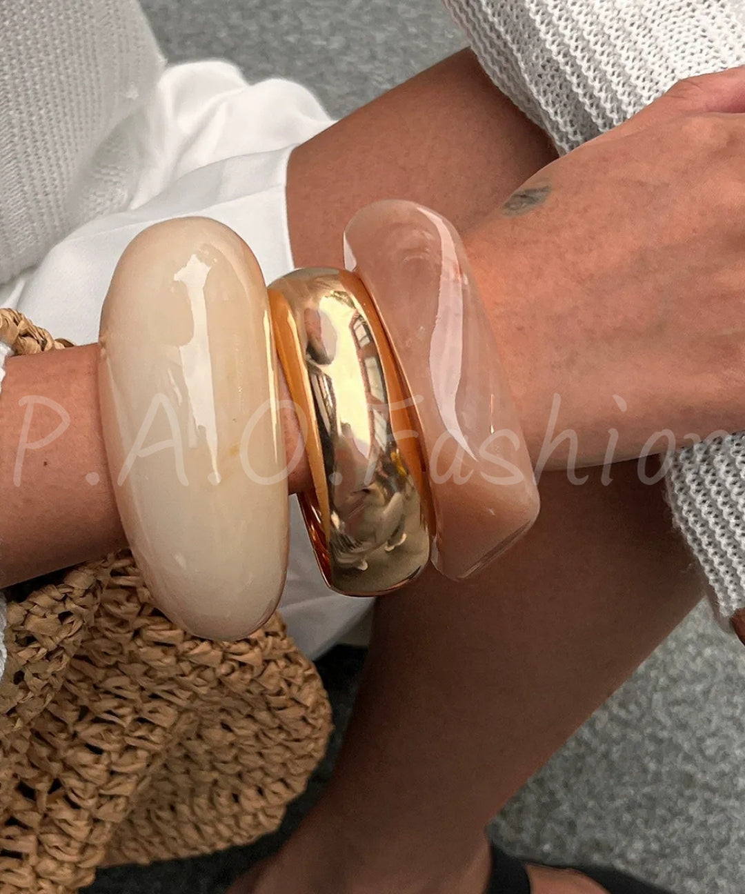 Oversized Glossy Resin Statement Bangle