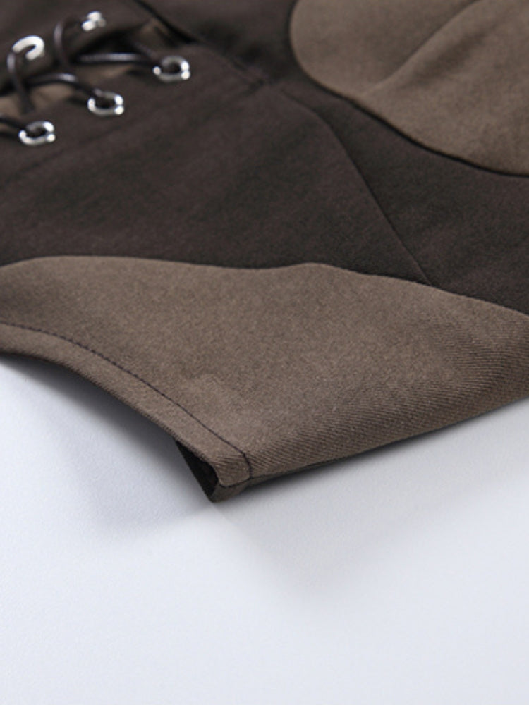 Curved Hem Waist-Cinching Halter Cami