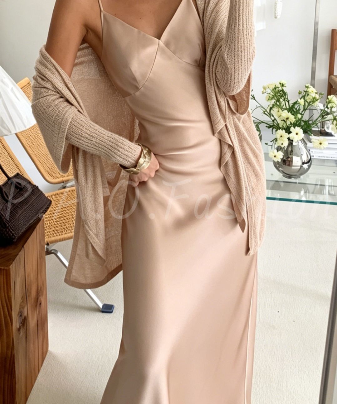 Beaded Halter Satin Mermaid Maxi Dress