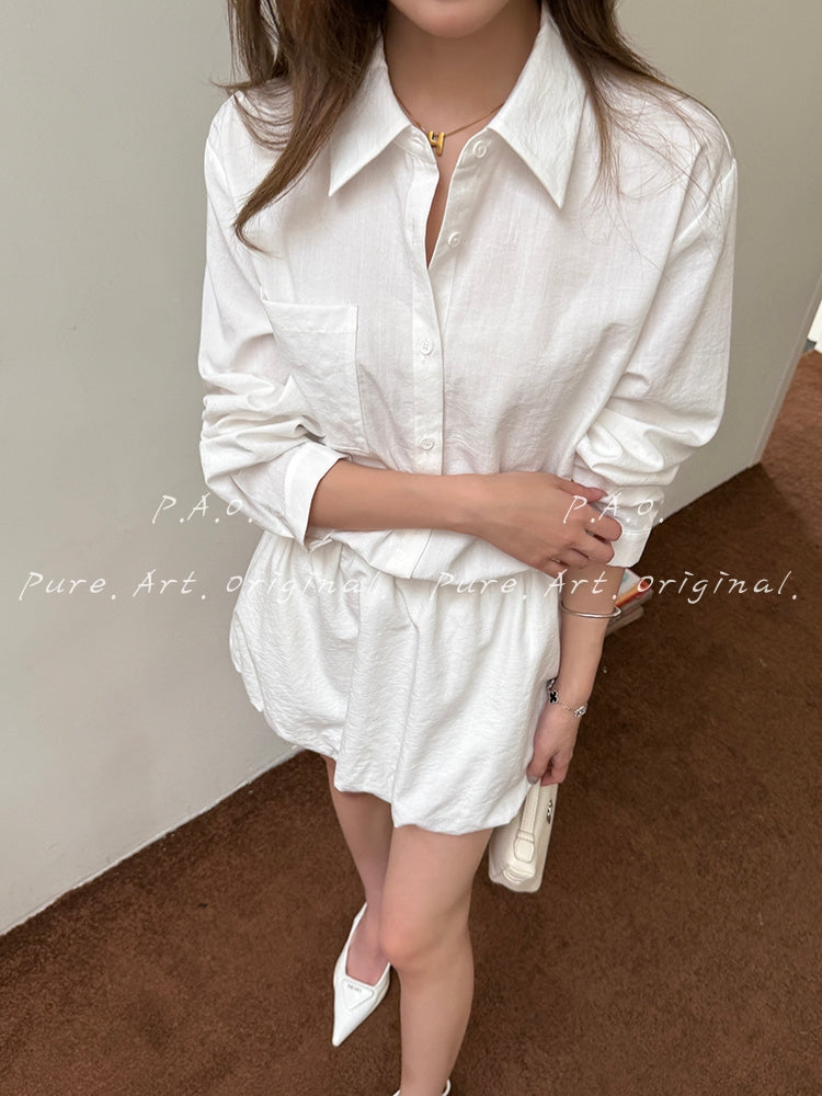 Pure White Belted Shirt Dress