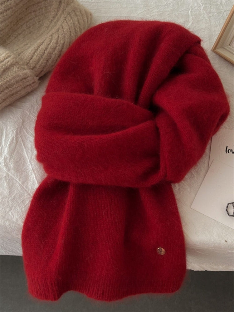 Plush Raccoon & Wool Blend Warm Scarf