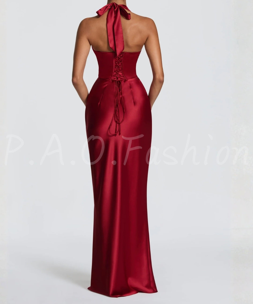 Halter Deep V Satin Mermaid Gown[Available Now]