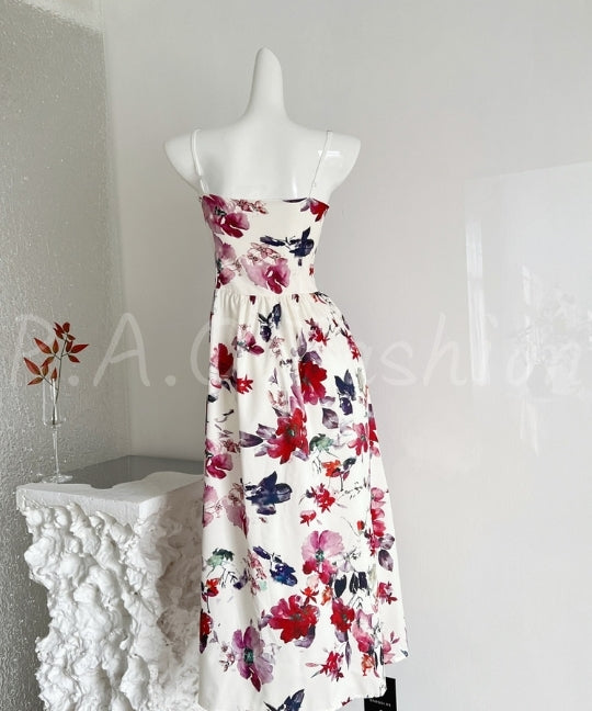 Floral Satin Slip Midi Dress[Available Now]