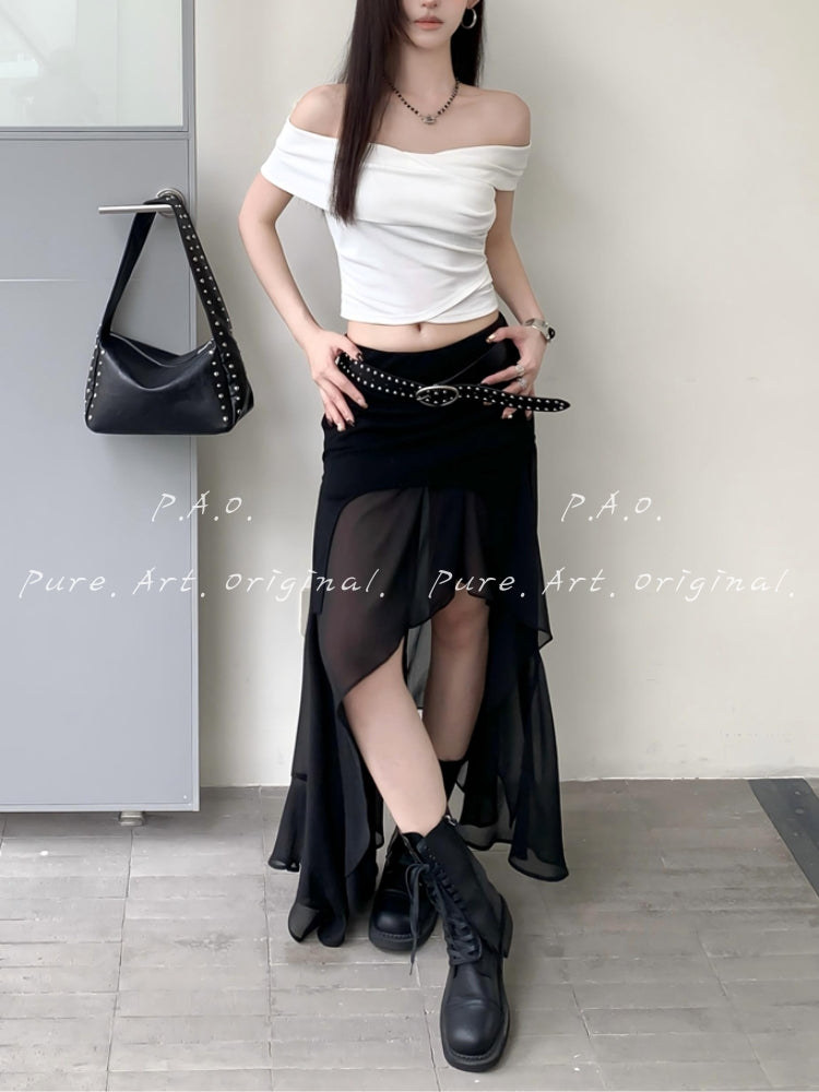 Off-Shoulder Twist Ruched Crop Top
