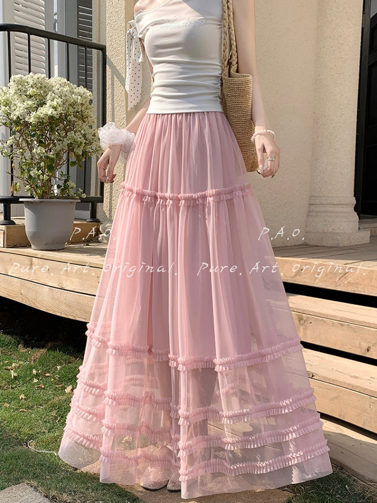 Romantic Tiered Tulle Maxi Skirt