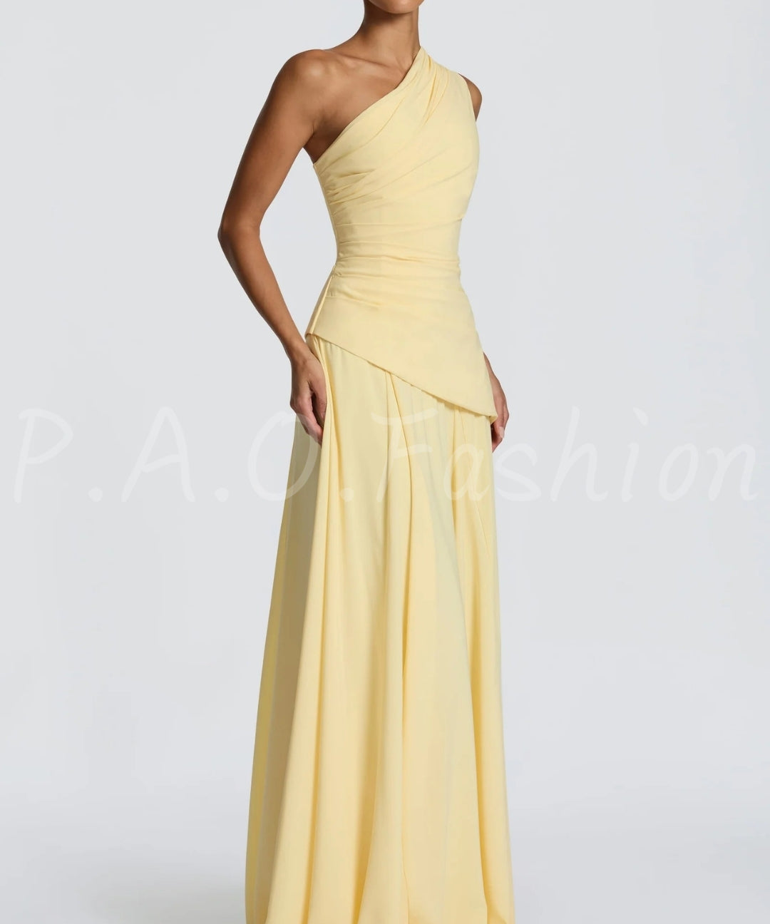 One-Shoulder Draped Evening Gown[Available Now]