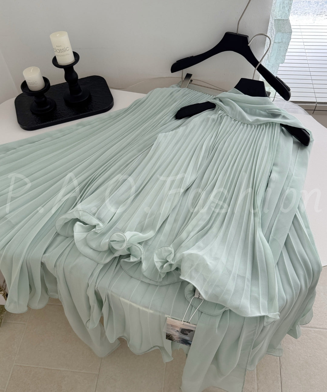 Halter Pleated Chiffon Top & Maxi Skirt Set[Available Now]
