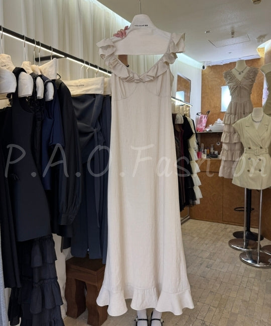 Ruffle V-Neck Mermaid Dress