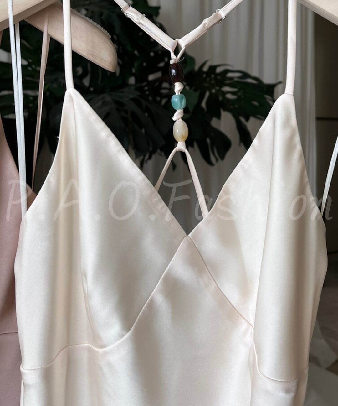 Beaded Halter Satin Mermaid Maxi Dress