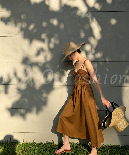 Bohemian Embroidered Cotton Midi Dress[Available Now]