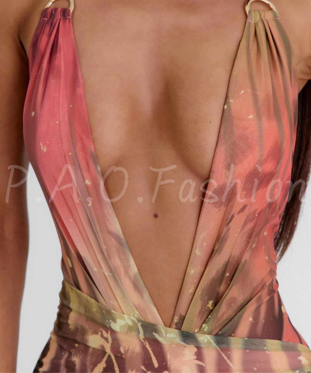 Tie-Dye Halter Mesh Bodycon Dress