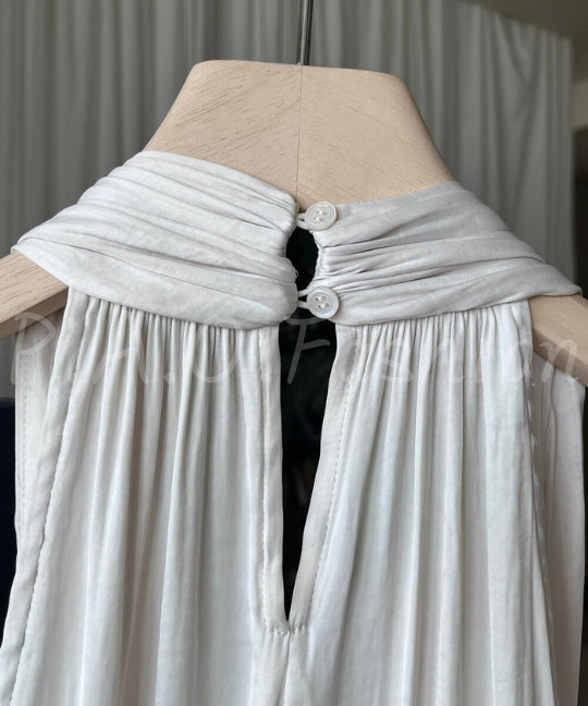 Halter Twist Top & High-Waisted Flowy Skirt Set