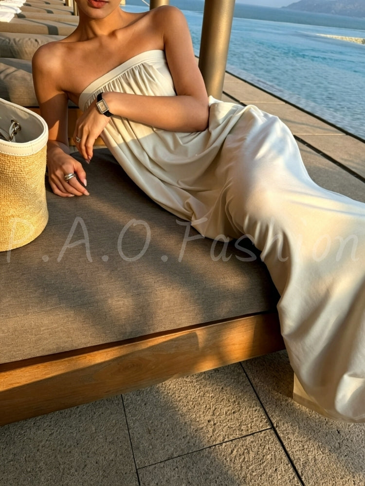 Lyocell Strapless Maxi Dress