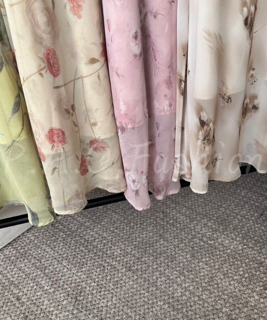 Lace Trim Floral V-Neck Slip Maxi Dress