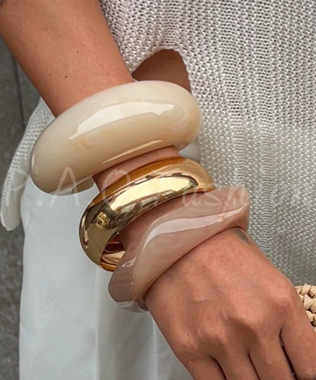 Oversized Glossy Resin Statement Bangle