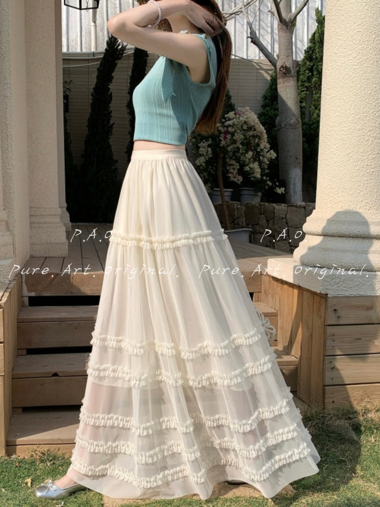 Romantic Tiered Tulle Maxi Skirt