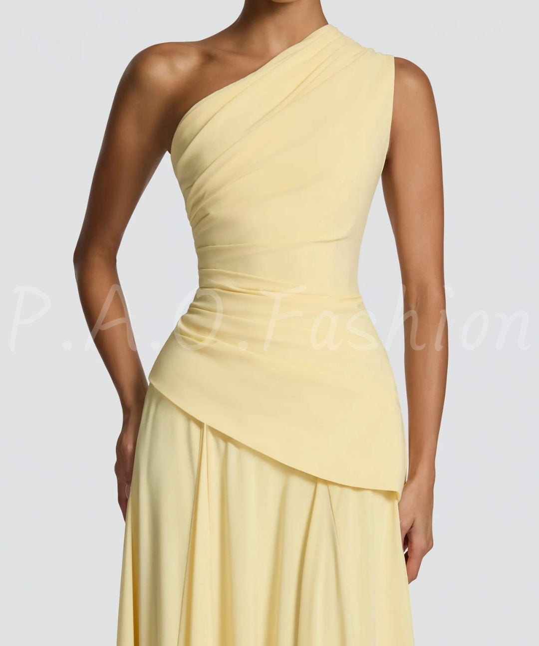 One-Shoulder Draped Evening Gown[Available Now]