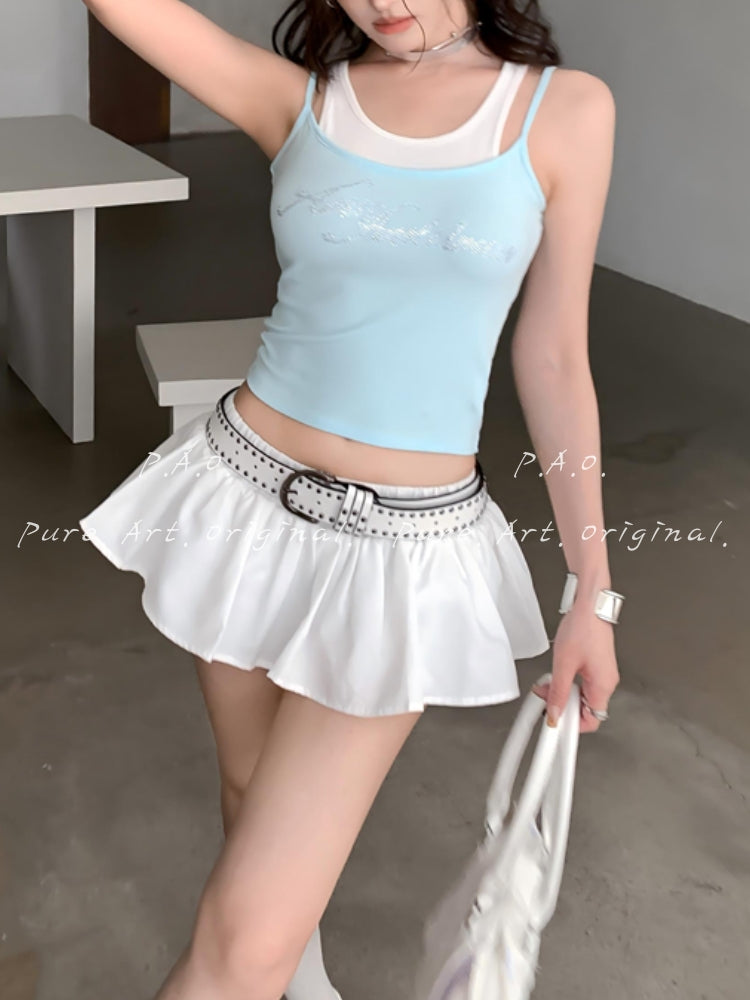 Rhinestone Layered Crop Cami