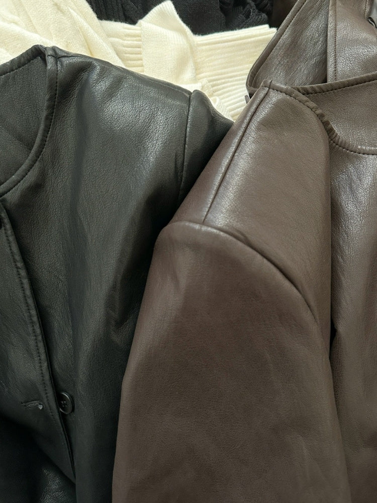 Leather-Style Outerwear Jacket