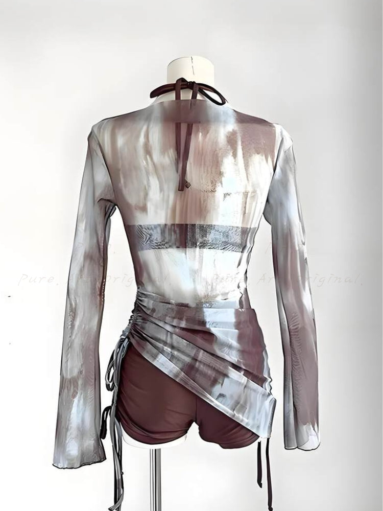 Printed 3-Piece Bikini Set with Cover-Up