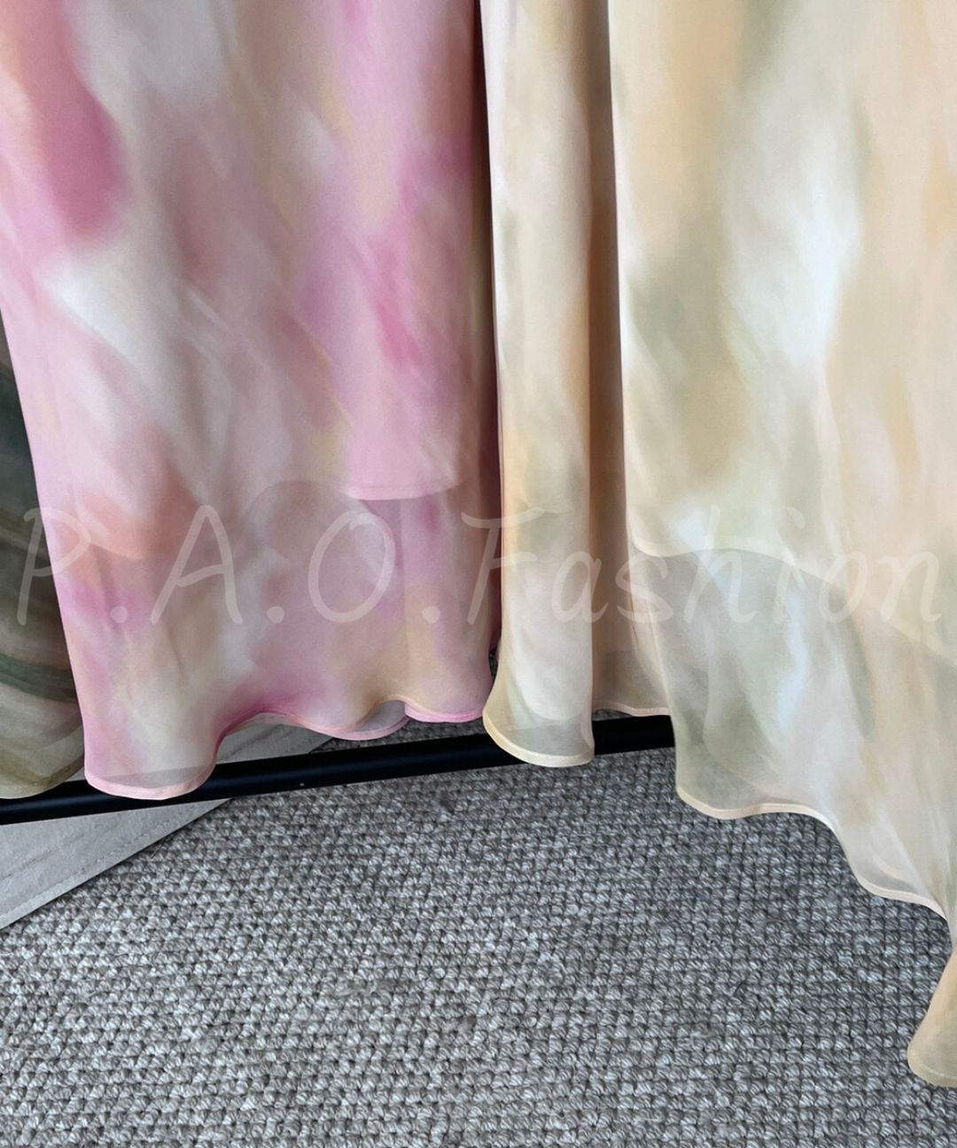 Watercolor Print Scarf-Tie Mermaid Maxi Dress