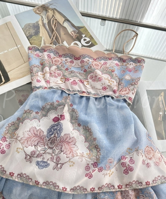 Paisley Print Lace-Up Back Tiered Maxi Dress[Available Now]