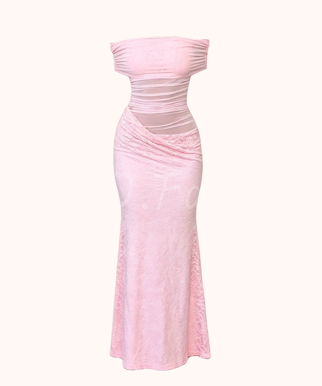 Off-Shoulder Lace Mesh Dress[Available Now]