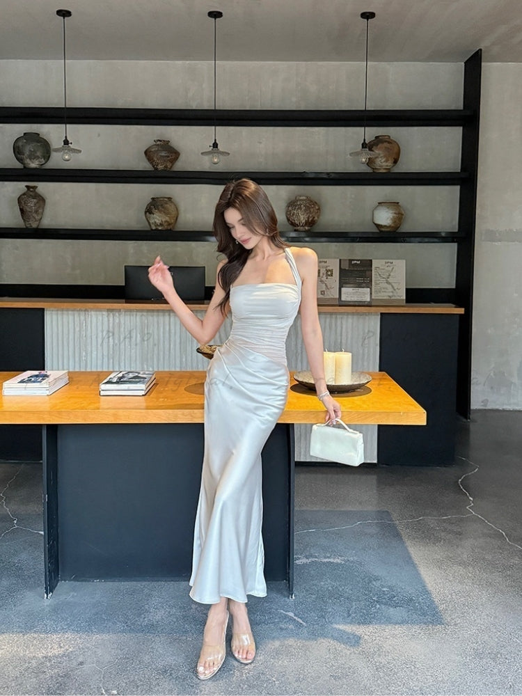 Veil Satin Maxi Dress