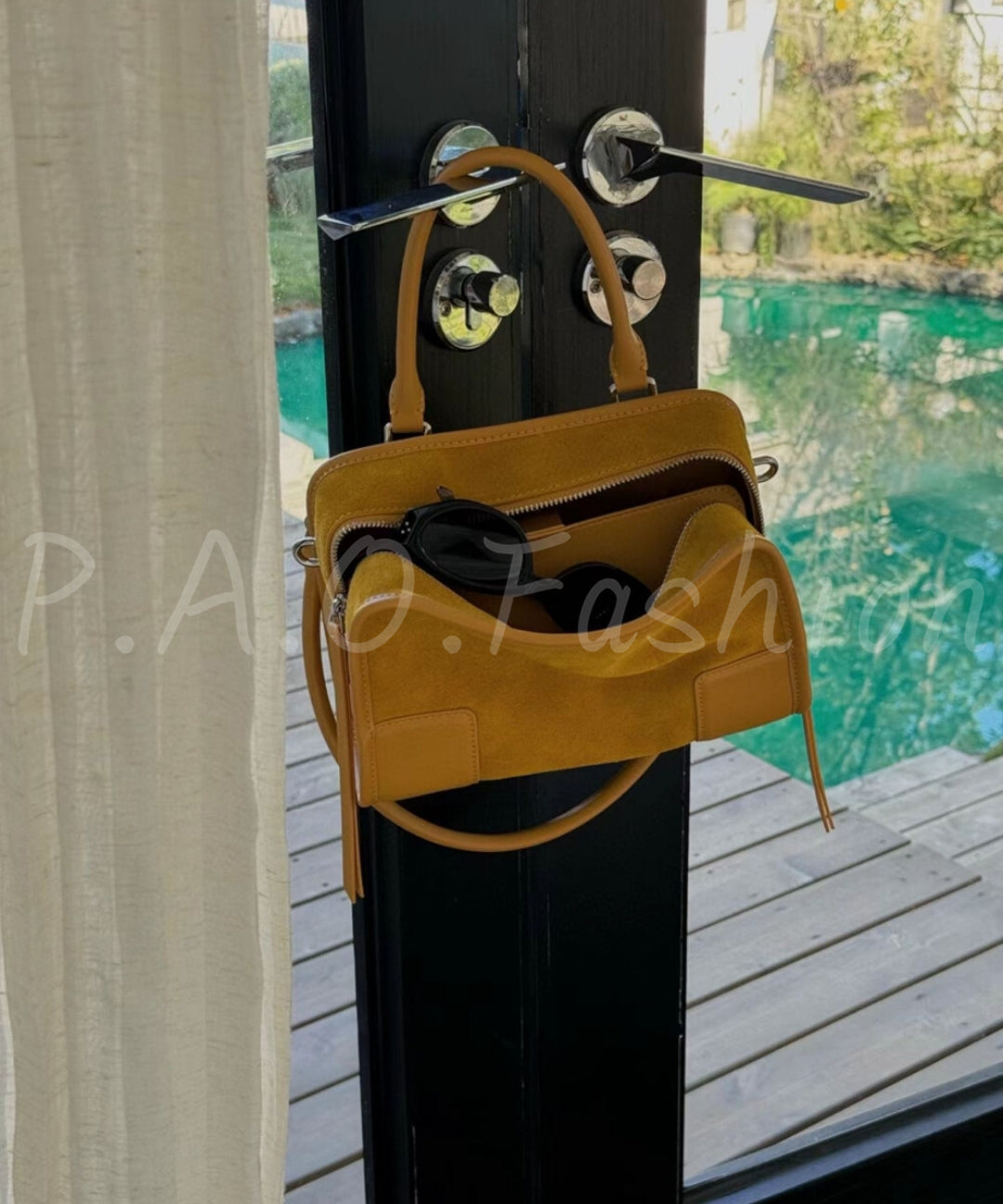 Minimal Suede Leather Top Handle Bag