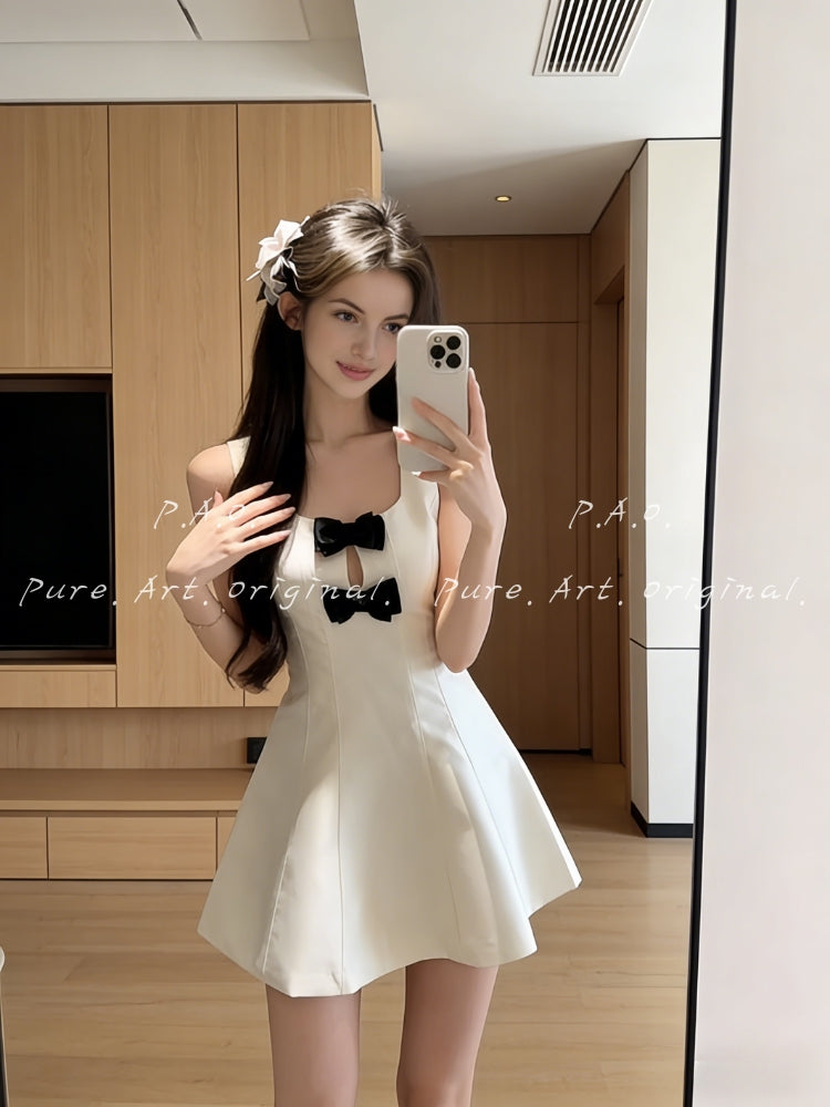 AVA BOW DETAIL A-LINE MINI DRESS