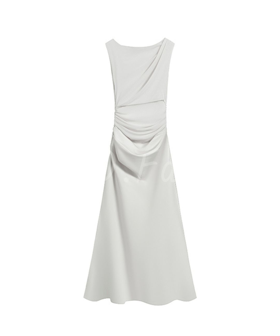 Mesh Panel Satin Maxi Dress