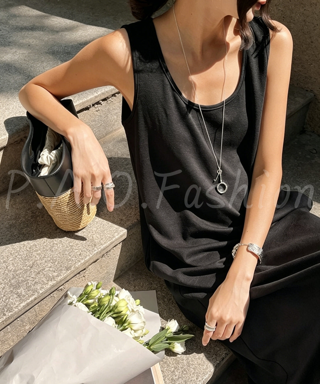 Minimal U-Neck Draped Maxi Dress[Available Now]