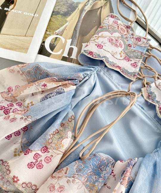 Paisley Print Lace-Up Back Tiered Maxi Dress[Available Now]