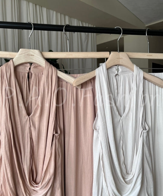 Halter Twist Top & High-Waisted Flowy Skirt Set