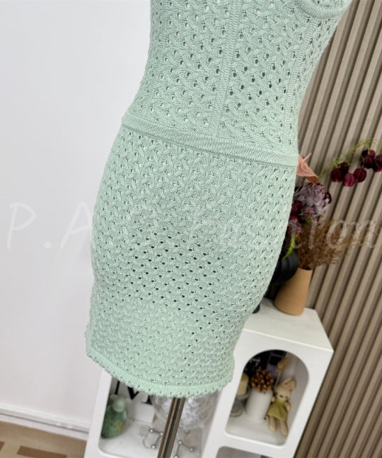 Open-Knit Bodycon Strap Mini Dress[Available Now]