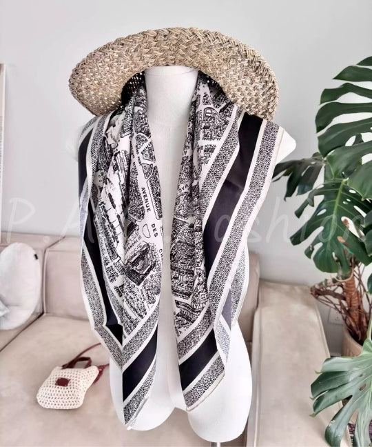 Paris Map Print Square Scarf