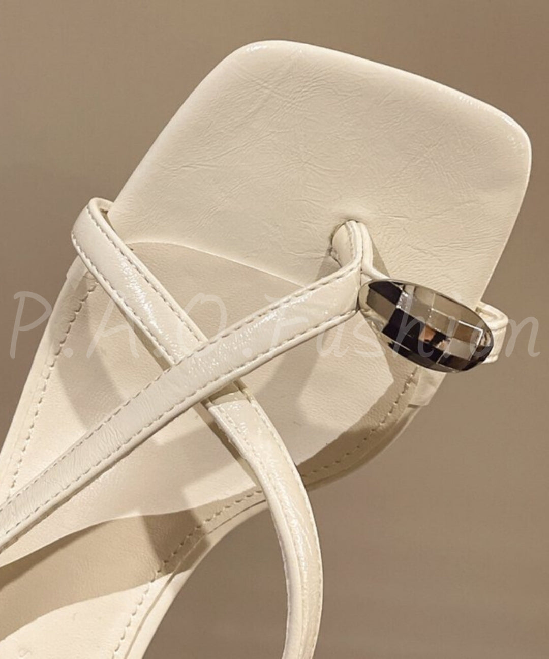 Square-Toe Thong Heeled Sandals