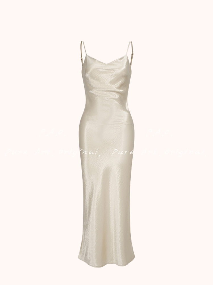 Satin Cowl Neck Maxi Dress