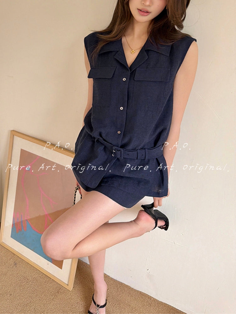 Minimal Linen-Feel Two-Piece Set